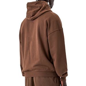 Hip Hop Custom logo Streetwear <b>Brown</b> 600gsm Thick Cotton French Terry Drop Shoulder Oversized Pullover Hoodie Unisex - Product Image 5