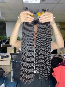 Extensiones de Cabello Humano Virgen 100% Remy, Tejido de Cabello de 20-24 Pulgadas, Texturas Naturales Onduladas y Onduladas Profundas, Color Negro Natural - Product Image 3