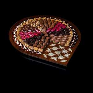 Plateau en bois d'acacia d'inspiration arabe de qualité supérieure avec dessert et plateau de service en incrustation de nacre pour les fêtes de l'Aïd et du Ramadan - Product Image 3