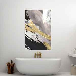 Elegante Lienzo con Estampado de Mármol Gris y Dorado - Decoración Abstracta Moderna, Lienzo Enrollado - Product Image 1