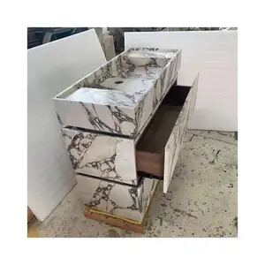 Calacatta Viola Marble Bathroom Vanity With Sink Stone Countertop Bathroom Cabinets Vanities