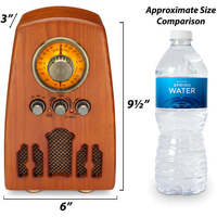 Radio AM/FM Gaya Retro dengan Bluetooth, Eksterior Kayu Ash Veneer Asli Buatan Tangan, Baterai Isi Ulang, Model VR45