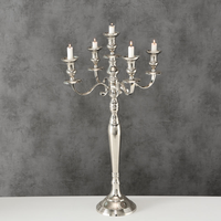 En gros, Candelabre à 5 bras en aluminium finition argentée, Centre de table pour décorations de Noël et d'anniversaire, Écologique