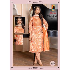 Capsule lourde de travail de broderie de concepteur indien imprimé haut bas avec l'exportation de Chanderi Dupatta par Maruti Fashion - Product Image 1