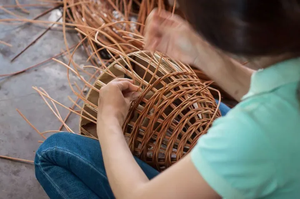 Eco-Friendly Rattan Snack & Fruit <b>Basket</b> - Handmade Rustic <b>Display</b> <b>Basket</b> with Handle, Made in Vietnam Round Rattan <b>Display</b> Tray - Product Image 6