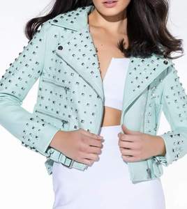 Chaqueta de cuero de Invierno para mujer de talla XL patrón sólido de alta calidad transpirable cremallera de moda suministro al por mayor de punto - Product Image 1