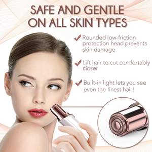 Depiladora Facial Recargable e Indolora para Mujer, Afeitadora Facial de Doble Cuchilla con 2 Cabezales de Repuesto para Mejillas y Barbilla - Product Image 1