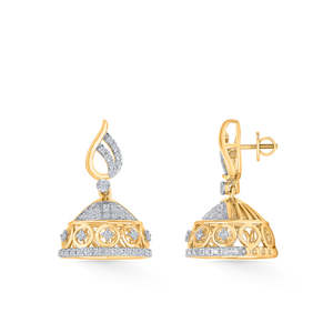 ต่างหูทองคำทรงระฆังแบบจัมก้าสำหรับผู้หญิง - Product Image 3