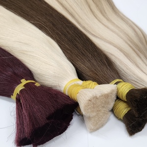 Premium Vietnamese Remy Human Hair Bulk Extensions Blonde Ombre Double Drawn Single Weft Dyed Hair Bundles - Product Image 5