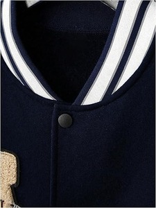 Chaqueta universitaria con gráfico de letras para hombre Chaqueta de béisbol de manga larga con bloques de color con bolsillos - Product Image 3