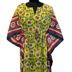 Hot Selling <b>Kaftan</b> Women Dress Comfortable Luxury Long Size Hand Block Printed Soft Cotton Voile <b>Kaftan</b> Nightwear <b>for</b> <b>Sale</b> - Product Image 3
