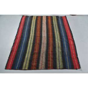 Tapis turc Vintage noir traditionnel 5.1 X 4.3ft fait à la main laine Polyester Patchwork Design Latex pour couloir Rectangle chambre - Product Image 3