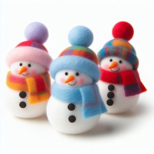 Charming <b>Scarfed</b> Snowmen Trio: Adorable Felt Decor for <b>Christmas</b> Tree, Mantle, and Winter Centerpieces - Product Image 4