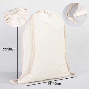 Large Capacity 16x20 (40x50 Cm) Rips <b>Drawstring</b> Backpack Casual Style Gym Bag Portable Lightweight Canvas/Cotton for Storage - Product Image 3