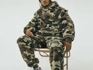 New Winter <b>Men's</b> Green Solid Digital Printing Eco-Friendly Breathable <b>Sherpa</b> Fleece Pullover <b>Hoodie</b> Streetwear - Product Image 5