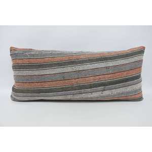 Traditionnel 16x36 pouces Orange rayé laine oreiller confortable chaud tissé à la main soie literie Vintage carré Portable pour noël - Product Image 1