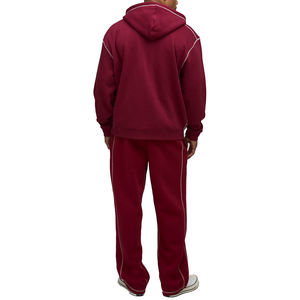 Wholesale Top Quality 100% Cotton Solid <b>Burgundy</b> Color Winter Hoodie Custom Affordable Price Contrast Stitch <b>Hoodies</b> - Product Image 6
