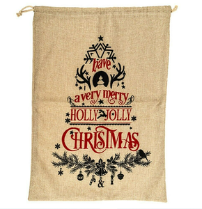 Sacs de Noël en jute Sacs à cordon en chanvre naturel Vente en gros Cadeau en toile de jute Sacs de jute à cordon Sacs de jute de taille personnalisée Sac de Noël - Product Image 2