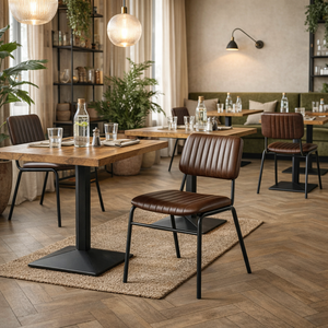 Silla Retro de Cuero Genuino Industrial para Restaurante |   Asientos de Comedor con Estructura Metálica |   Muebles Horeca B2B para Sala de Estar y Apartamento - Product Image 5