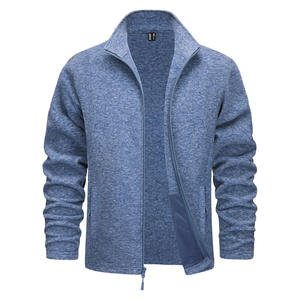 Solid Color Zippered Oversized Men's Jacket Full Zip Lightweight Jacket Casual Soft Warm Coats with Pockets - Product Image 1