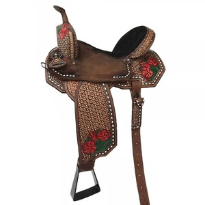 Silla de Montar Occidental de Alta Calidad con Diseño Floral Tallado a Mano |   Silla de Montar de Cuero Genuino para Equitación, Entrenamiento y Espectáculos - Product Image 1