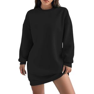 Sudadera para mujer con hombros caídos, manga larga, forro térmico, estilo holgado, tipo vestido, color negro 2026 - Product Image 1