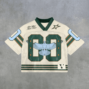 Camiseta con serigrafía de gran tamaño personalizada 2024, ropa de calle americana, camiseta de fútbol de malla, camiseta de práctica de malla para hombres, camiseta de fútbol cuadrada - Product Image 1