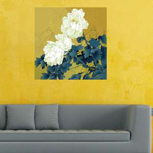 Toile d'art abstrait imprimée : fleurs japonaises, décoration moderne, encadrée style galerie - Product Image 1