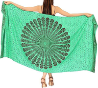 Pareo de Playa Personalizado para Mujer, Estampado de Animales, Verde, con Estampado de Pavo Real y Leopardo, para Bikini, Venta Caliente