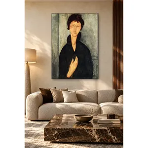 Impresión en Lienzo del Retrato de una Mujer con Ojos Azules de Fida Modigliani - Product Image 4