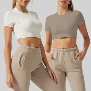 Top corto de mujer con logotipo personalizado al por mayor de alta calidad 100 algodón Sexy Girl's crop top de secado rápido gimnasio Fitness Crop Top - Product Image 5