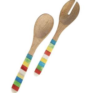 Tipo de regalo de boda caliente Mango impreso y cuchara de madera de acacia con mango colorido de resina Servidor de ensalada Nuevas ideas de productos Cuchara de ensalada - Product Image 2