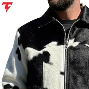 Veste en cuir de vachette élégante pour homme avec fourrure véritable, en peau de vache unique, idéale pour l'équitation hivernale et les activités de plein air. - Product Image 5