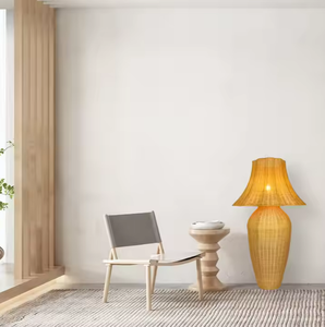 Lámpara de pie de ratán con luz LED de lujo nórdica moderna con detalles de madera de cuerpo de plástico para el hogar, sala de estar, Hotel, Villa, esquina - Product Image 2