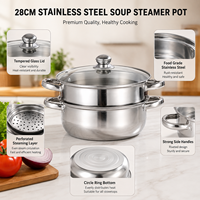 Ensemble de casseroles vapeur multicouches en acier inoxydable écologique avec couvercle en verre pour la maison et la restauration (vente en gros)