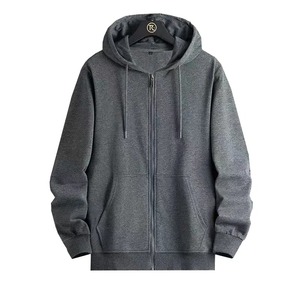350gsm Heavyweight Mode Hommes Zipper-Up Polaire Hoodies 100% Coton Écologique Respirant Casual Hiver Solide Couleur - Product Image 4