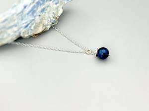 Collar con Colgante de Perla Azul, Diseño Étnico Simple, Plata de Ley 925, Joyería de Moda, Regalo, Accesorios para Fiestas - Product Image 2