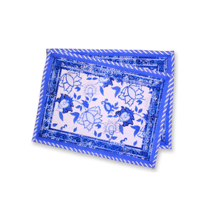 Esteras de decoración de comedor abstractas Premium con estampado azul Floral de moda hechas de algodón 100% certificado GOTS con estilo bordado mínimo - Product Image 2