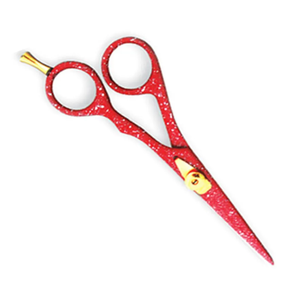 Tijeras de corte de pelo de peluquero de alta calidad, tijera de corte de pelo de acero inoxidable recubierta de Color rojo con tornillo dorado ajustable - Product Image 4