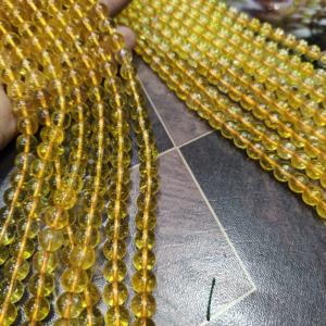 Natural Yellow Citrine Beads Sterling <b>Silver</b> Box Chain <b>Necklace</b> 8mm Healing Crystal Jewelry Handmade Wedding Gift for Women - Product Image 2