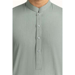 ชุดเสื้อคามีซสั้นพร้อมกางเกงทรงตรงผ้าออกซ์ฟอร์ด ตกแต่งกระดุม ผ้าฝ้าย 100% - รุ่น SK-BSCSL25-005 - Product Image 2