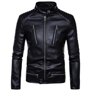 Hommes Bomber Vestes Mode Hommes Faux Cuir Manteau Fermeture Éclair Pardessus Moteur Veste Moto Motards Punk Homme Marque Top Vêtements - Product Image 2
