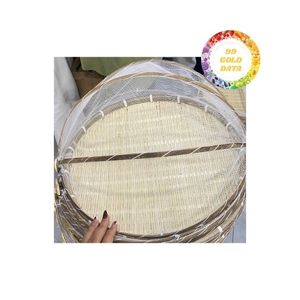 Cesta de Bambú para Limpieza con Tapa de Malla, Bandeja de Servicio de Bambú Resistente Tejida a Mano, Diseñada para Actividades Agrícolas - Product Image 1