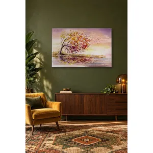 Fida Tree Scattering Leaves in the Wind Watercolor <b>Canvas</b> Print - Product Image 5