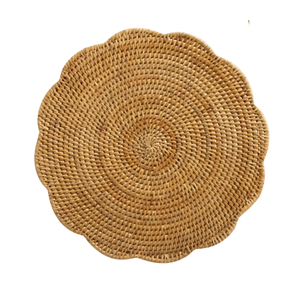 เสื่อหวายดอกไม้สีธรรมชาติแผ่นรองจานของตกแต่งบ้านงานฝีมือ100% เป็นมิตรกับสิ่งแวดล้อมของตกแต่งโต๊ะทำมือในเวียดนาม - Product Image 1