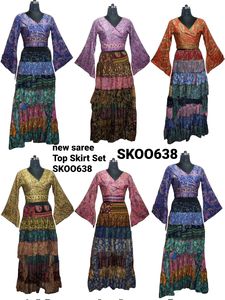 ชุดเสื้อและกระโปรงสไตล์โบฮีเมียนและกระโปรงสำหรับผู้หญิงชุดแบบชนเผ่าอินเดียเครื่องแต่งกายสำหรับงานแต่งงานและงานปาร์ตี้สุดหรูและทันสมัย - Product Image 5