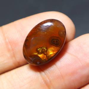 Cabochon d'agate de feu mexicaine 14 carats naturel 19x13x6mm pierre précieuse ovale pour la fabrication de bijoux - Product Image 3