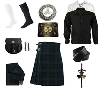 Tartan écossais en laine acrylique durable traditionnel Royal Stewart 8 Yards 10 pièces Kilt Set pour les mélomanes