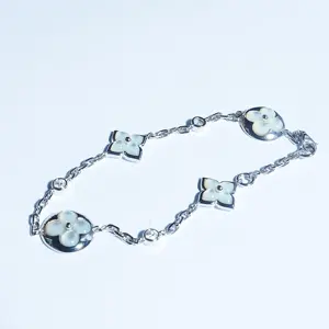 <b>Trendy</b> Natural Shell Four Leaf Clover <b>Bracelet</b> S925 Silver 18K Gold Plated Instags Style Fashion Chain For Women - Product Image 1