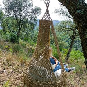 Hermosa Silla Colgante de Macramé para Uso en Exteriores, Hamaca Colgante para Jardín, Muebles de Exterior de Metal Duradero - Product Image 3